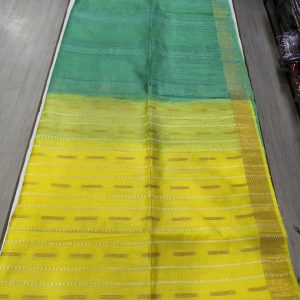 Emerald Yellow Temple Border Saree