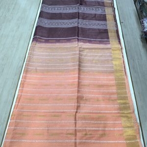 Wine Peach Pure Tussar Silk Saree